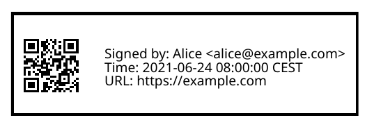 A QR stamp in Noto Sans Regular, pointing to example.com.